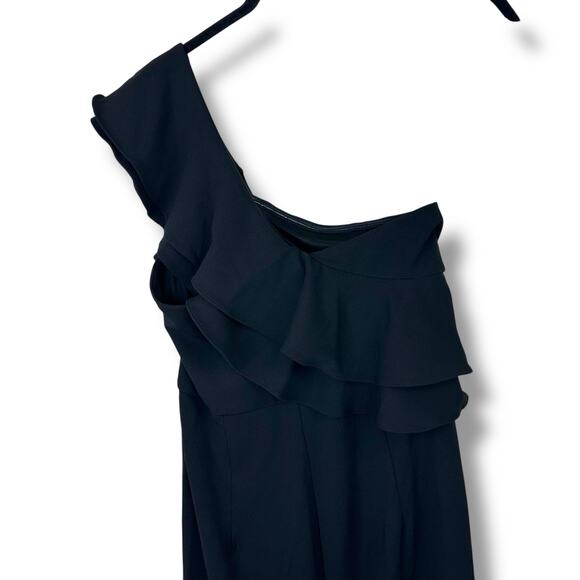 Lulus NWT Grand Beauty Black Ruffled One-Shoulder Mermaid Maxi Dress Large - Picture 9 of 11